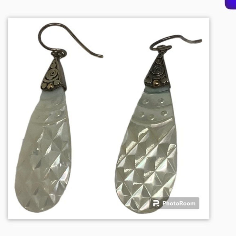 Robert Manse sterling silver 18k Mother of Pearl dangle earrings